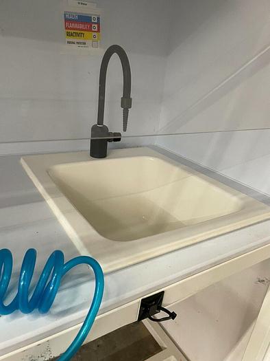 Used E.L. Mustee & Sons inc CHEMICAL SAFE POLYBENCH WUAL SINKS WITH SPRAYER AND YELLO