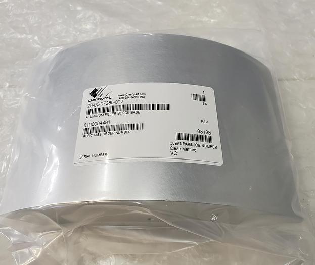 Used APPLIED MATERIALS ALUMINUM FILLER BLOCK BASE 20-00-07285-001/2