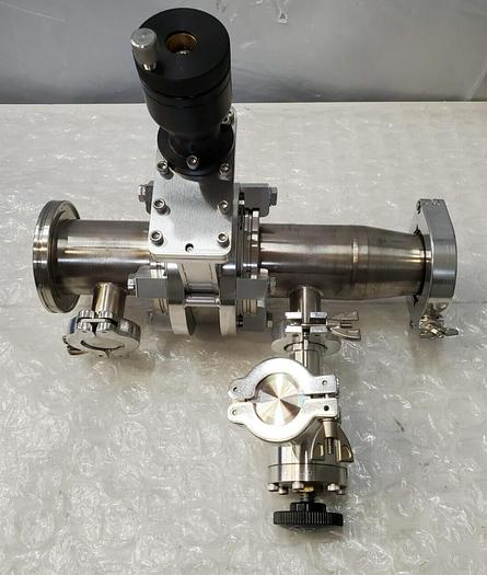 Used EDWARDS GVI 63M GATE VALVE WITH STAINLESS STEEL ADAPTER WITH MDC KAV-100 PNEUMA