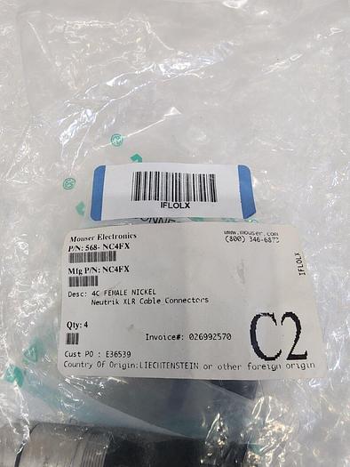 NEUTRIK NC4FX FEMALE CABLE CONNECTOR 4POLE