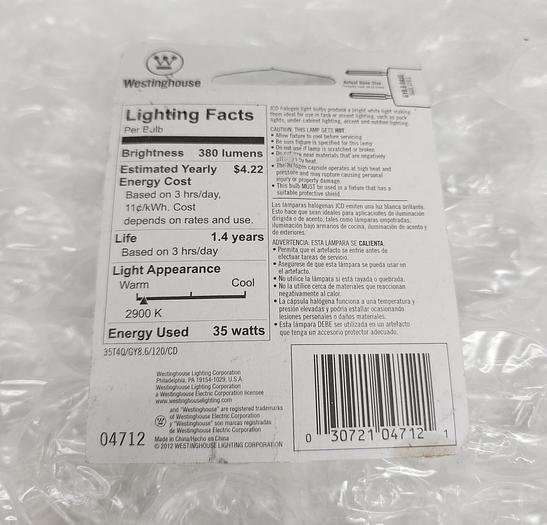 Used WESTINGHOUSE HALOGEN 35W