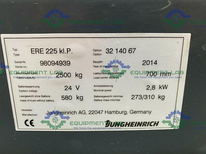 Used Jungheinrich ERE 225 Stand-On Pallet Truck Jack 5500 LBS w/ Charger