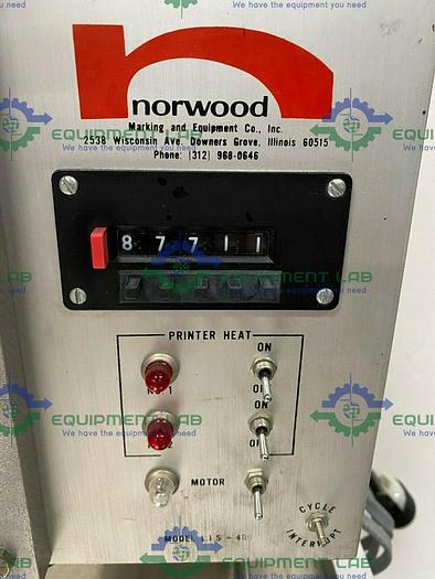 Used Norwood AK0-15 & L.I.S-404 Stainless Steel Hot Stamping Printer w/ Stamping Dies
