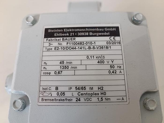 Getriebemotor, ES-10/DO44-141L-B-S-3618/1, 45rpm, 0,11KW, Bauer, neu