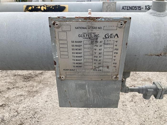 Used GEA FES Inc. approximately 120 square foot shell and tube heat exchanger