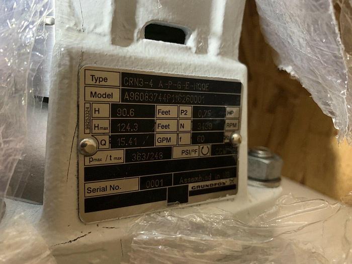 Used Grundfos CRN 3-4 A-P-G-E-HQQE Vertical Multistage Centrifugal Pump