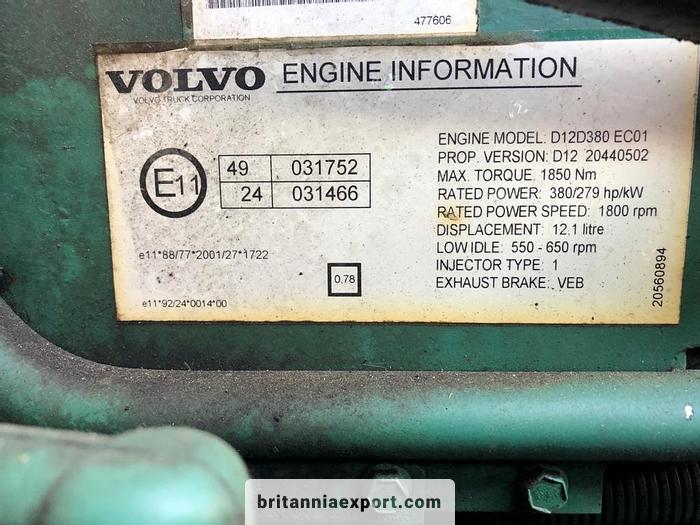 Used 2005 VOLVO FM12 380 8X2 chassis cab