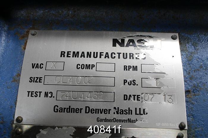 Refurbished Nash CL4002 Vacuum Pump, Stainless Steel Clad Casing #40841