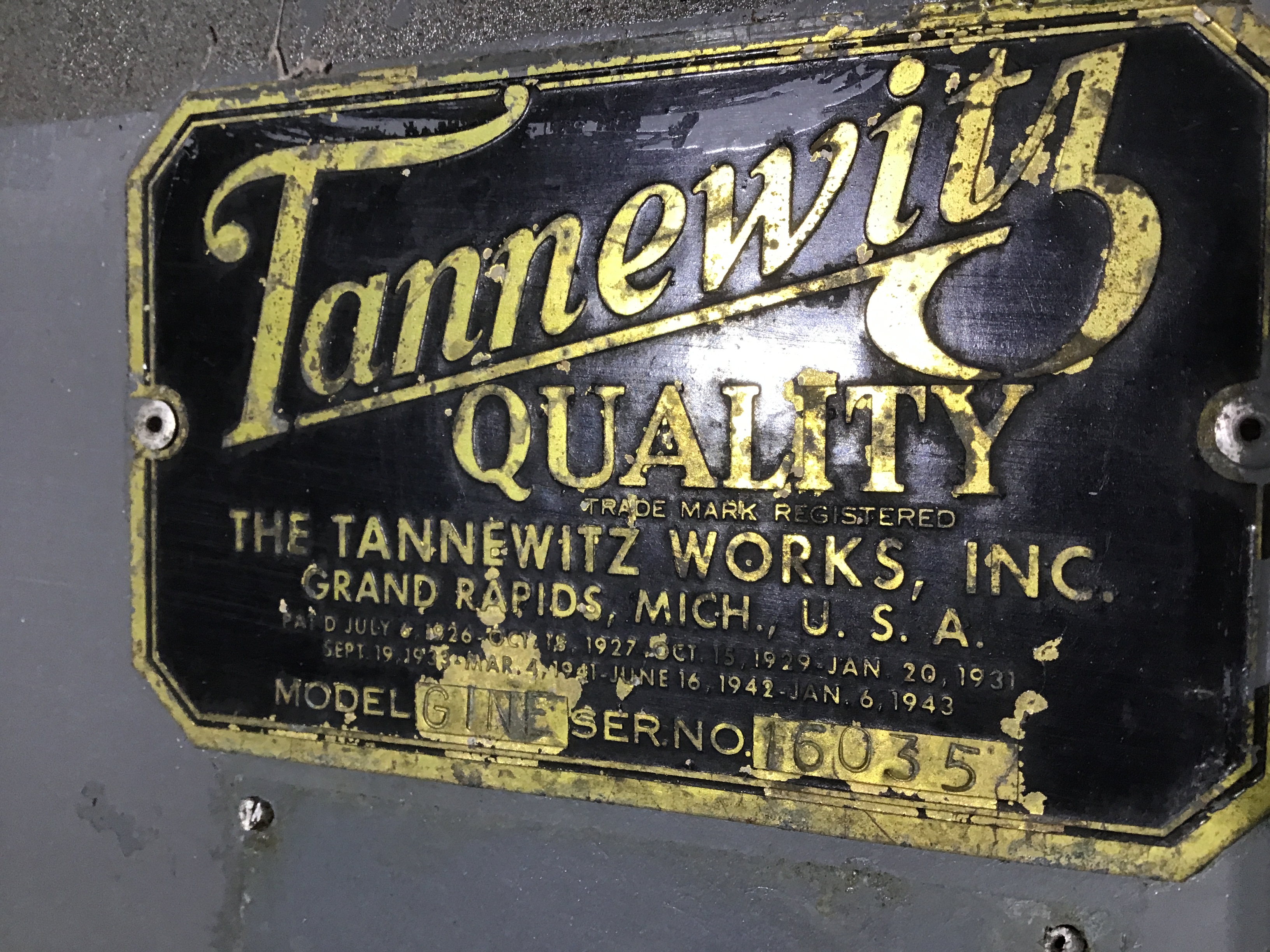 Used 36" Tannewitz Model G1NE Band Saw SN.16035