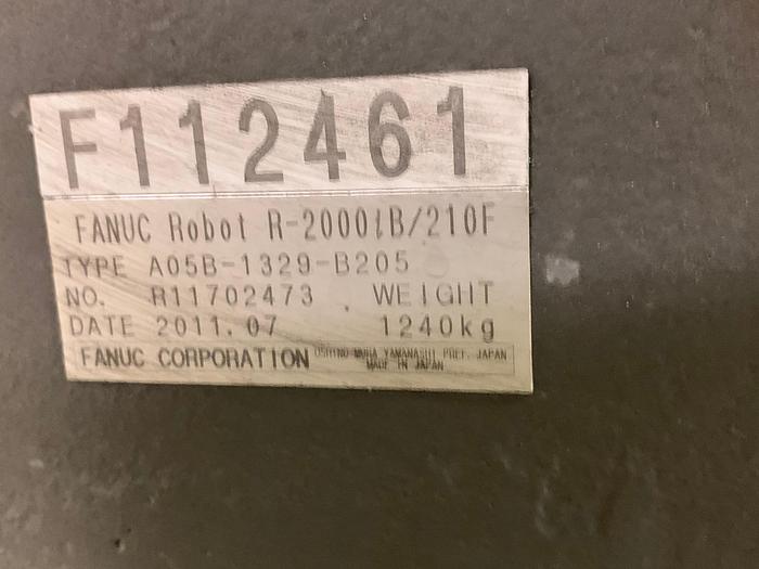 Used FANUC R2000iB/210F 6 AXIS CNC ROBOT W/R30iA CONTROLS 210KG X 2655mm REACH