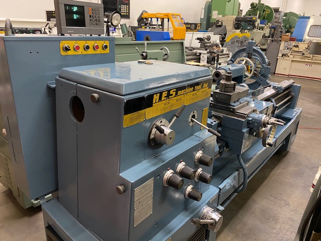 Used H.E.S. 20" x 64" MODEL 550 HEAVY DUTY ENGINE LATHE Digital Readout H.ERNAULT SOMUA #5717 HES