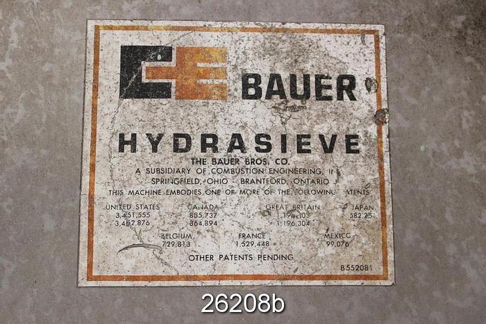 Used Bauer 552-2 Hydrasieve, 72", With 0.010" Plate #26208