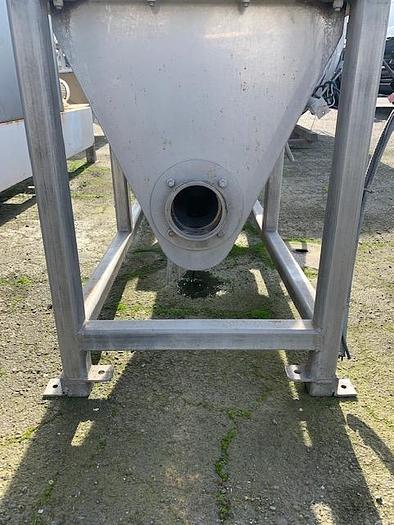 Used Stainless Steel Metering Hopper Feeding a Cornell 4" Hydro Food Pump