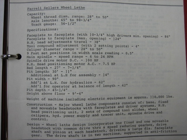 Used 52 Inch Farrel-Sellers Wheel Lathe