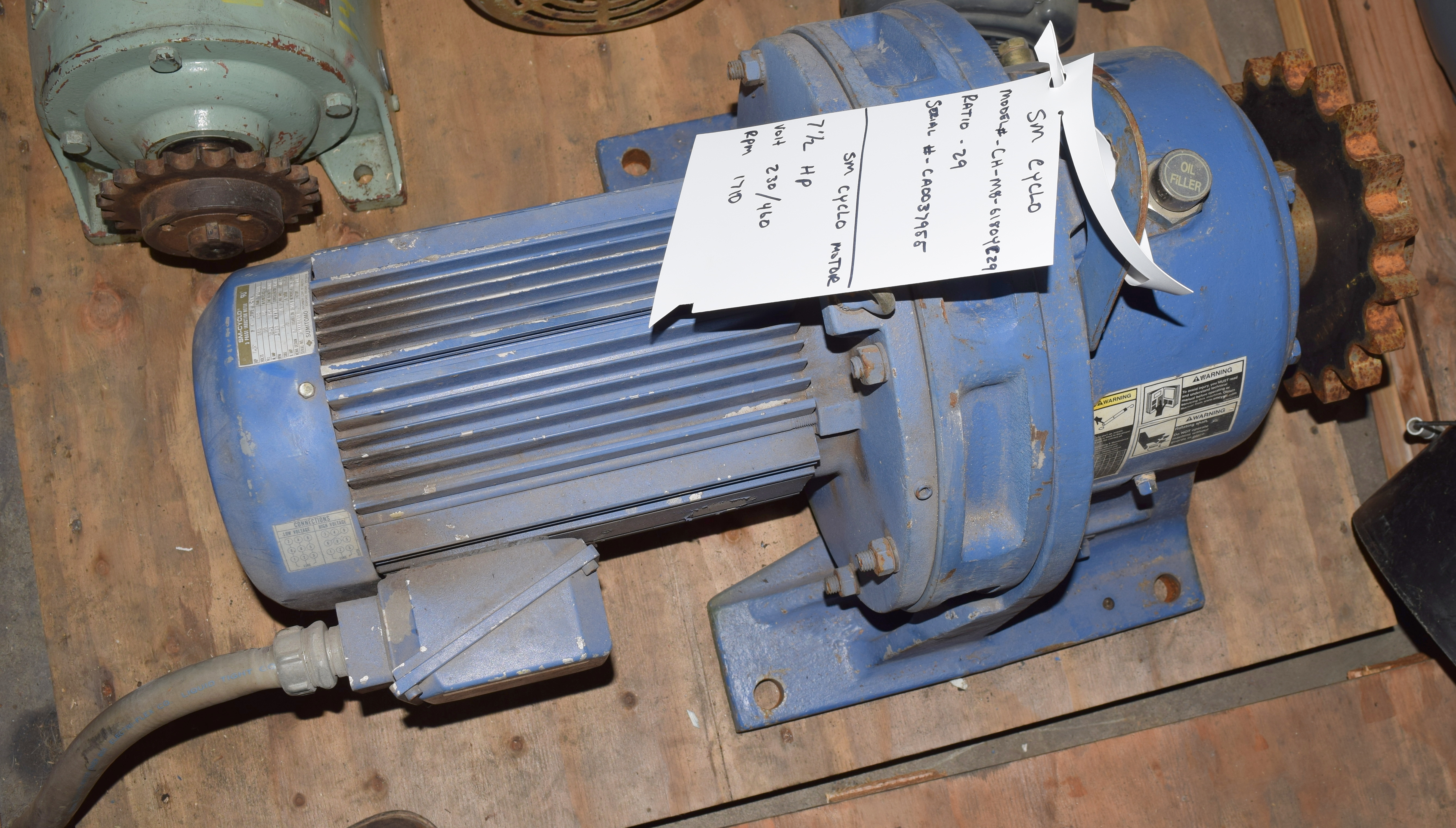 Used SM Cyclo-Sumitomo gear reducer 60RPM, 7 1/2HP, used gear reducer 60 rpm , SM-Cyclo 60rpm gear speed reduce, gear reducer ratio-29,