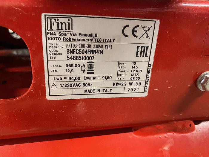 Used FINI COMPRESSOR MK 103-90-3M (3hp 100lt 230v) for Sale at T.P.C. s ...