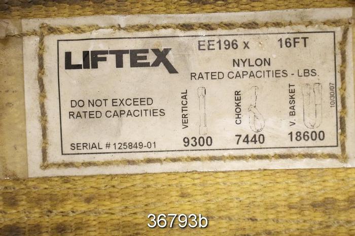 Used Liftex EE196 Sling 16' Length, 6" Width, Vertical 9300, V-Basket 18600 #36793