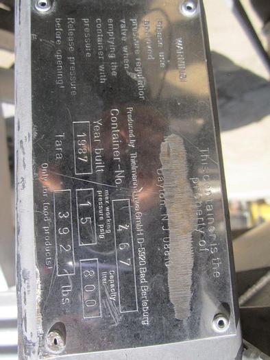 Used Tank, 211 Gallon, 304 S/st, 15 PSI, Tote, CB/DT, #C739946