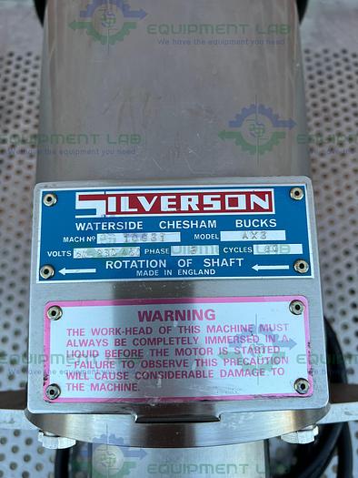 Used Silverson  AX3 High Shear Batch Mixer w/ Impeller, Homogenizer Head, 3450 RPM 1HP