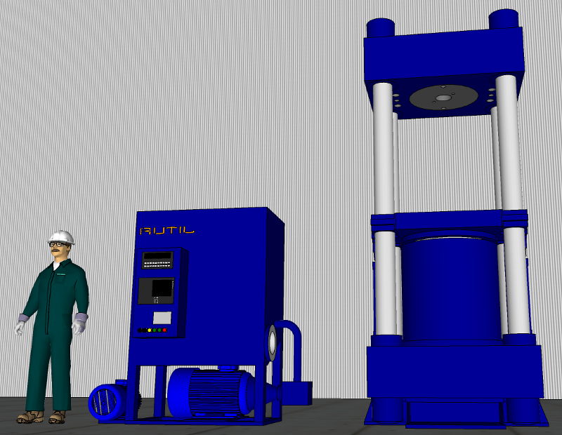 Used 900 Ton Rutil (Italy) Hydraulic Press; 4-Post Up/Down-Acting Type; Mfg. 2005; Like New