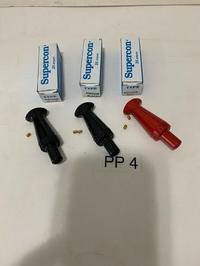 Supercon 25 ampere type Socket Plug PS25GB Black Lot Of 2 & PS25GR Red Lot Of 1