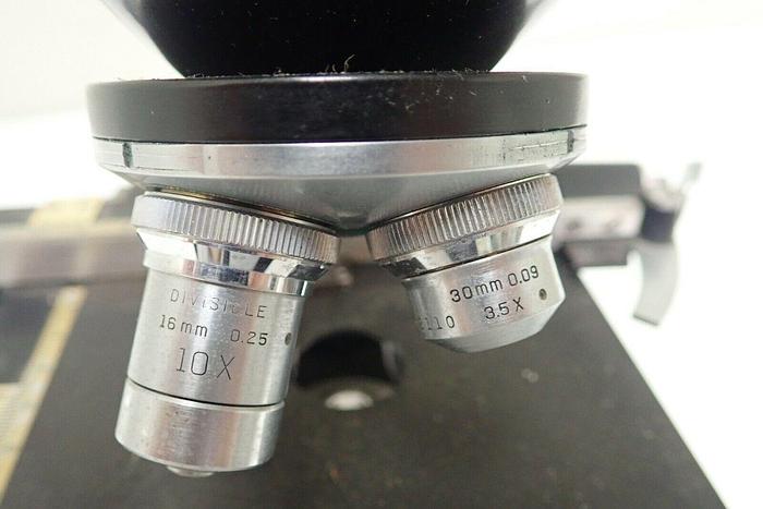 Used Vintage Bausch and Lomb 16033-443 Microscope with 3 Objectives & Condenser