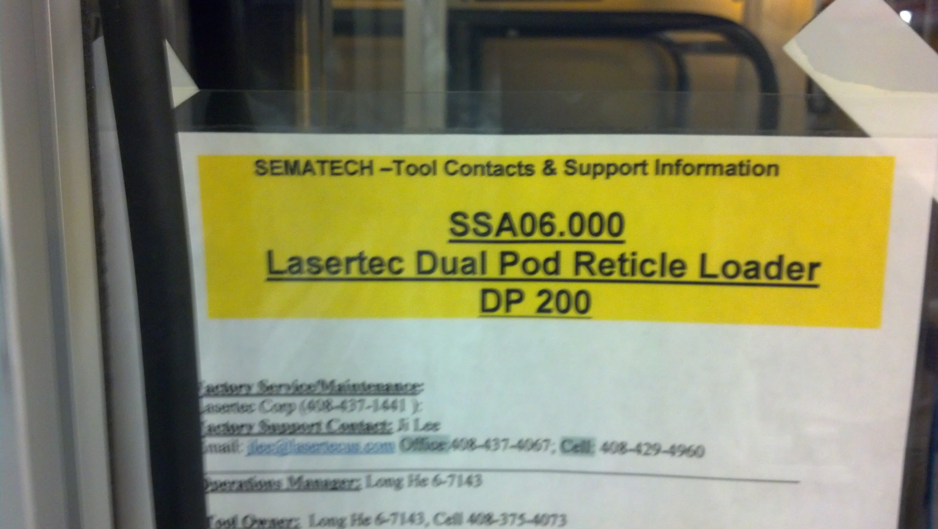 Used LASERTEC RETICLE HANDLER DUAL POD DP200