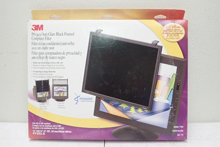 Used 3M PF400LB Privacy/Anti-Glare Black-Framed Computer Filter, 15" LCD/14"-16" CRT