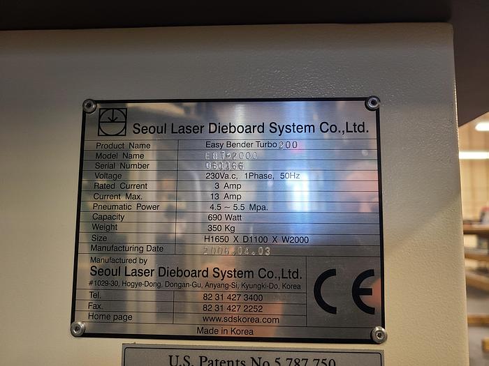 Used 2006 Easy Bender Turbo 200 Steel Rule Bending Die Machine Dieboard Cutting