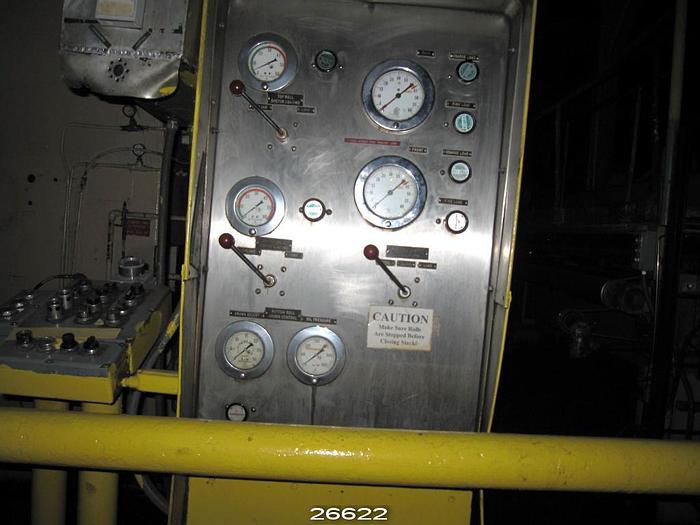 Used Beloit  Two Roll Calender With Control Crown Roll, 146" Face Width, 1200 Pli, Shell O.D. 22", Shell I.D. 16", With Hydraulic Plant. #26622