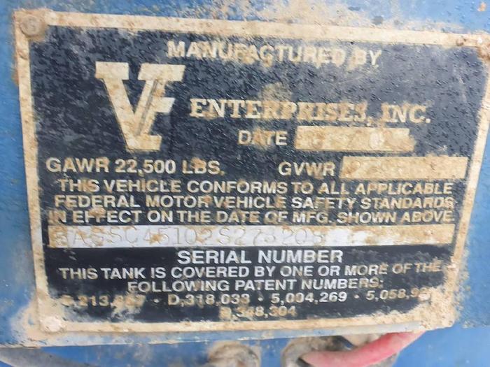 Used 2002 VE Enterprises 500 Barrel Frac Tank 500 BBL Frac Tank