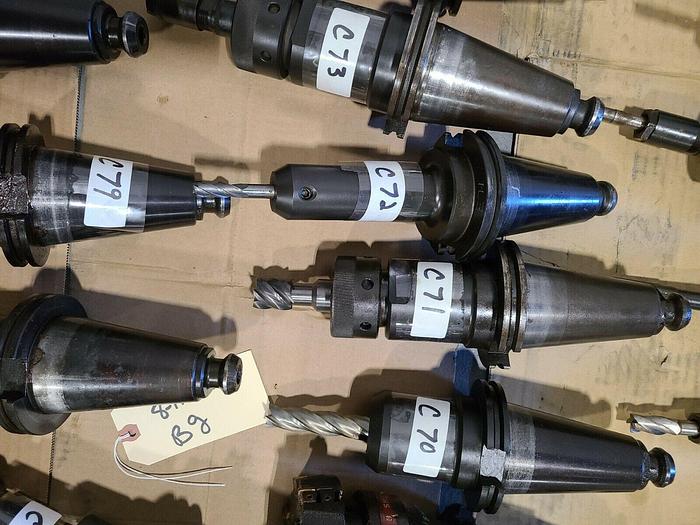 Used Assorted CNC Tool Holders with Cutters & Drills For Milling Machines VMC Tools G