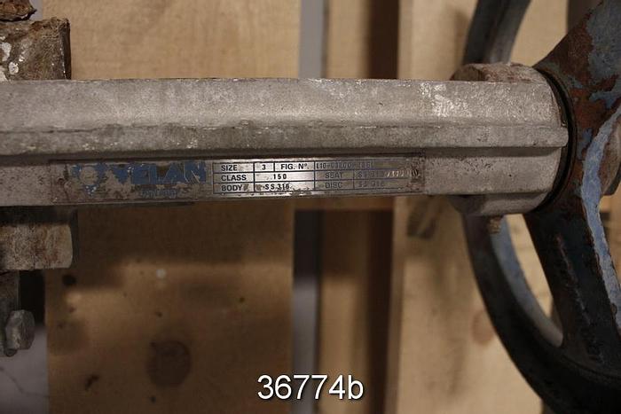 Used Velan 3" Hand Operated Knife Gate Valve #36774