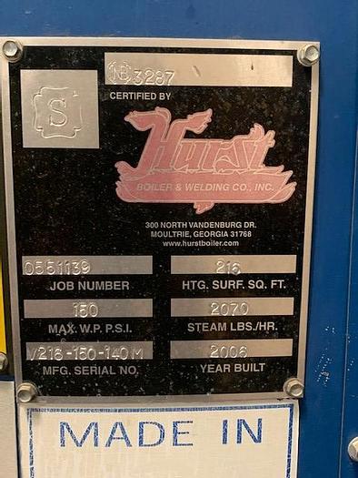 Used Hurst 50 Hp Vertical Steam Boiler