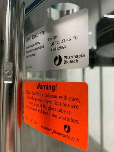 Used Pharmacia Biotech BPG 450/500 Glass Chromatography Column on Casters