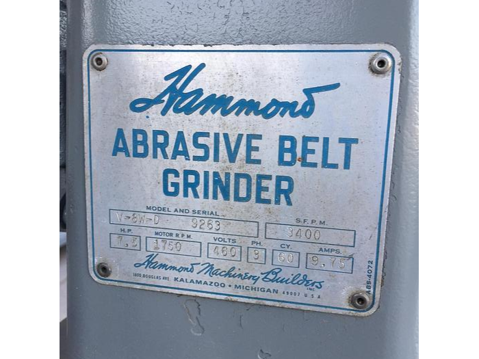Used Hammond Mdl. V-8W-D Belt Grinder