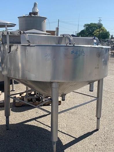 Used Chester Jensen 200 Gallon Stainless Steel Conical Bottom Kettle M70N200