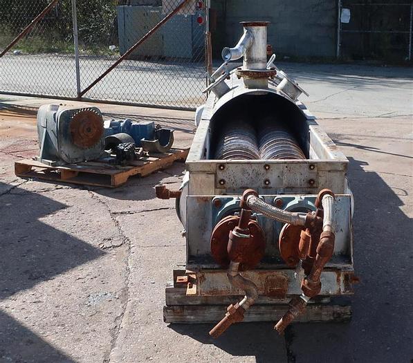Used 12" x 164" UNICO HOLLOW FLIGHT TWIN SCREW AUGER DRYER - S/S