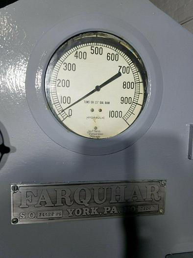 Used 1000 Ton FARQUHAR Hydraulic Press Hobbing Stamping Tooling Pressing Coining USA Watch Video!!