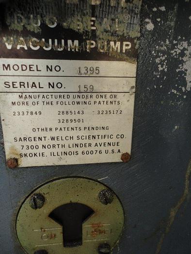 Used Pump, Rotary, Vacuum, Vane, Welch 1395, 2 Stage (2) #S741618