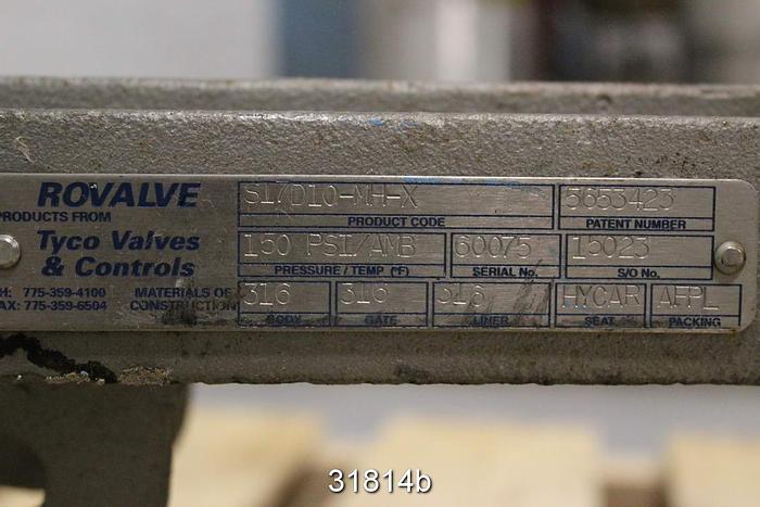 Used Rovalve S17D10-MX-X 10" Hand Operated Knife Gate Valve #31814