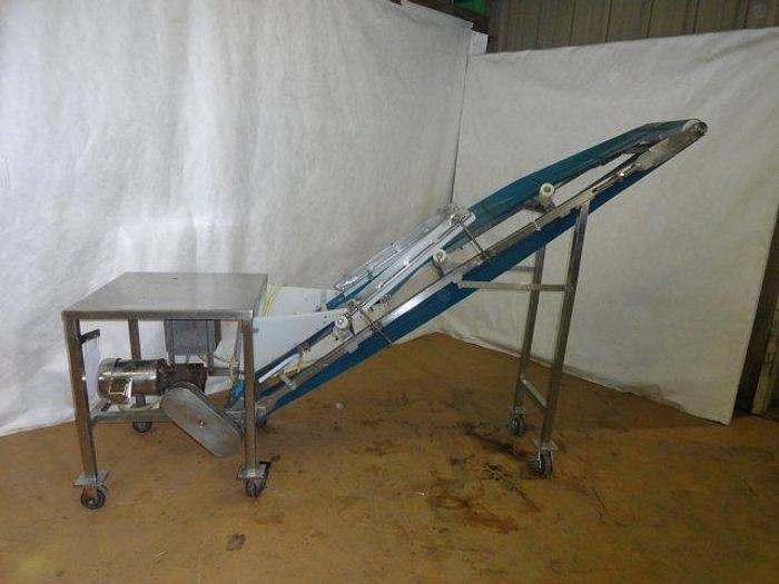 Used Stainless Steel Incline Conveyor, 12" x 6' long w/Inspection Table