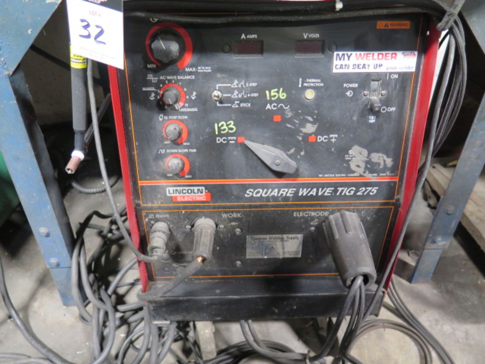 Used Lincoln Squarewave 275 TIG Welder w/ Tweco Cooler 7107 2 for