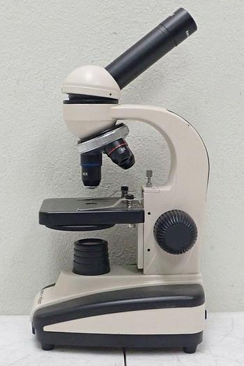 Used Ken A Vision Model T-1201C Monocular Microscope w/ 3 Objectives 4x, 10x, 40x