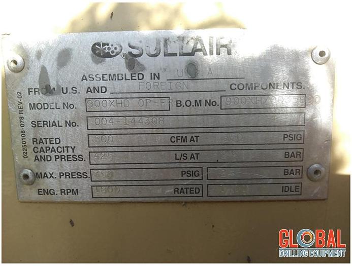 Used Item 0313 : SULLAIR 900CFM/350PSI XHDL Rotary Air Compressor – SOLD