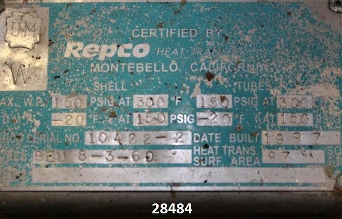 Used Beu 8-3-60 Heat Exchanger, Shell Max #28484