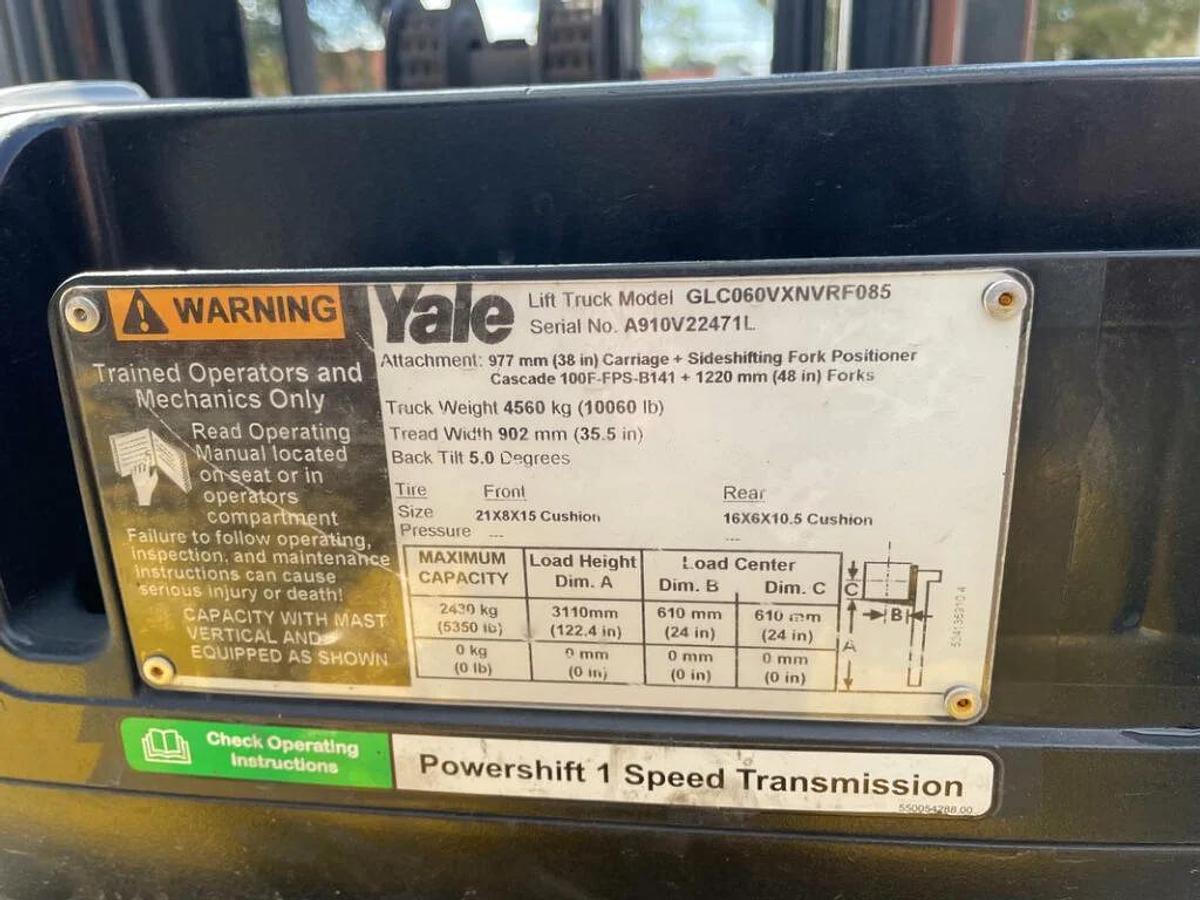 Full Lift Machine Used 2013 Yale GLC060VX for Sale at Lift Up Equipment