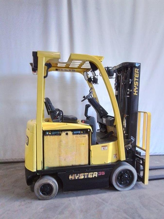 Used 2016 Hyster E35XN Electric Cushion Triple Mast w/ Side Shifter