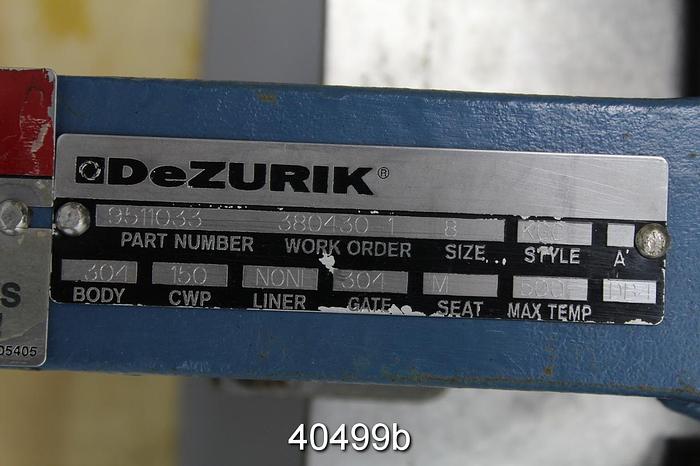 Used Dezurik 8" Hand Operated Knife Gate Valve #40499