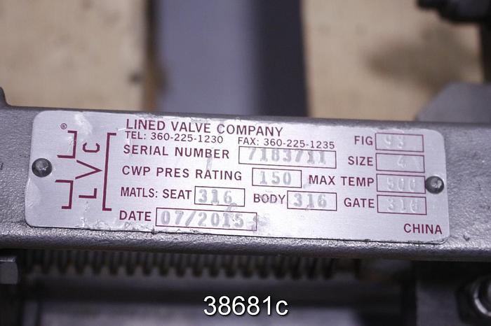 Used LVC 4" Hand Operated  Knife Gate Valve #38681